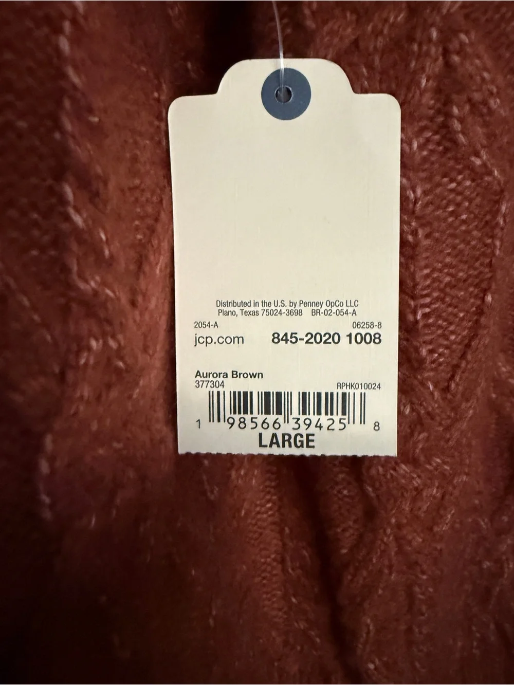 St. John's Bay Brown Cable Knit Sweater Pullover V-Neck Long Sleeve Women's Sz L